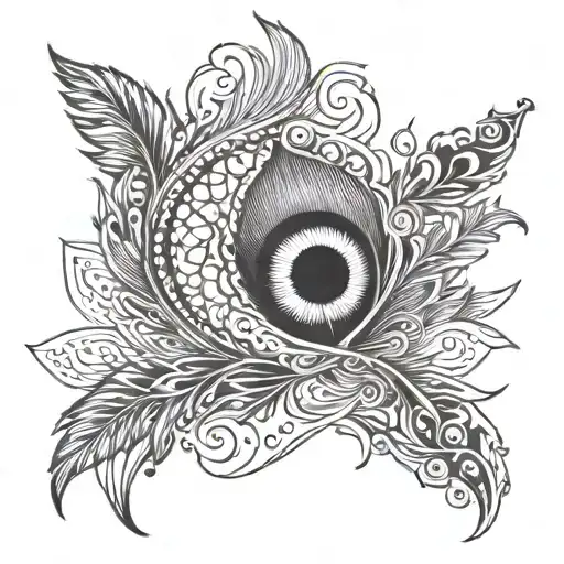 Peacock Feather And Flute And Chakra