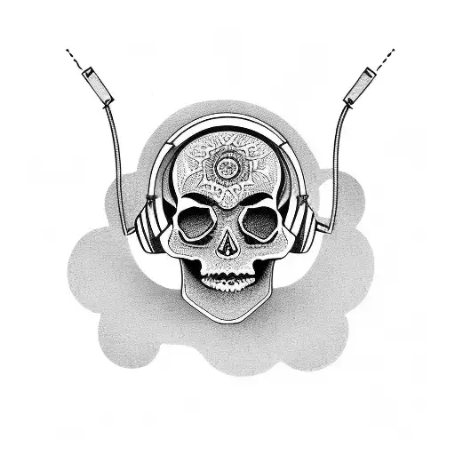 Skull Girl With Headphone