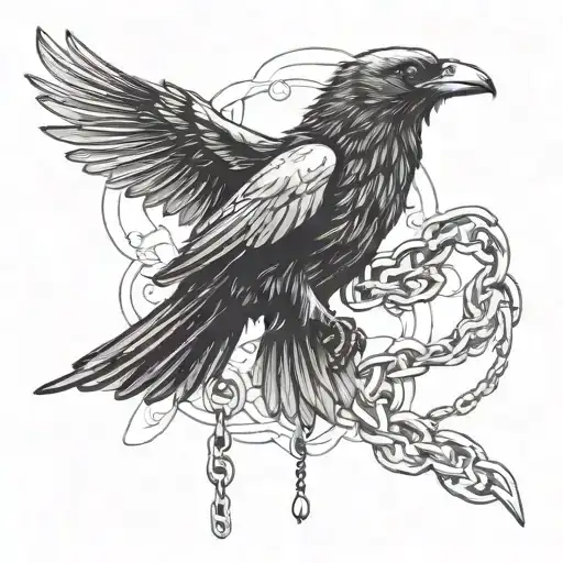 Flying Crow Tied By Chain