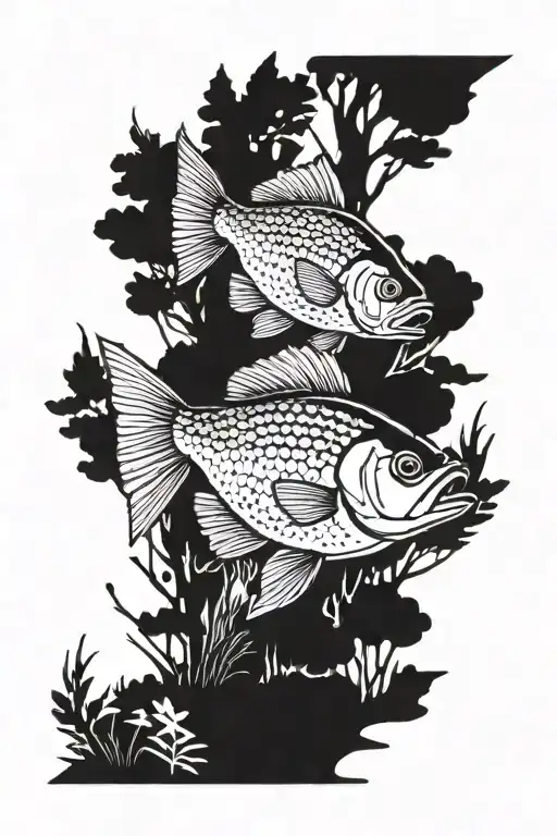 Bass Fish Forest Scene