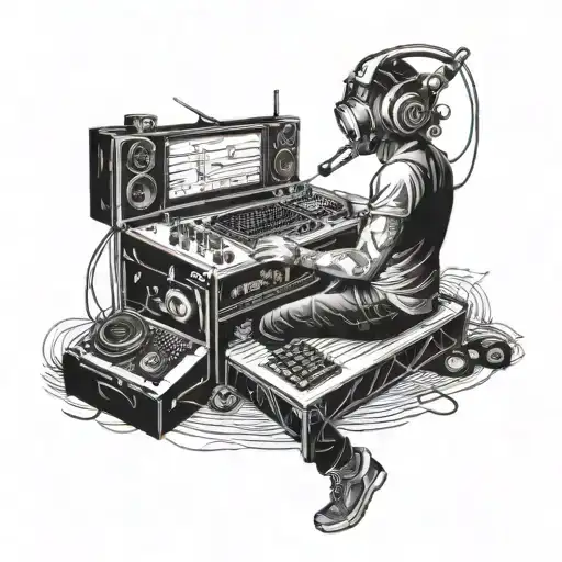 Dj On Stage And Living Music Notes