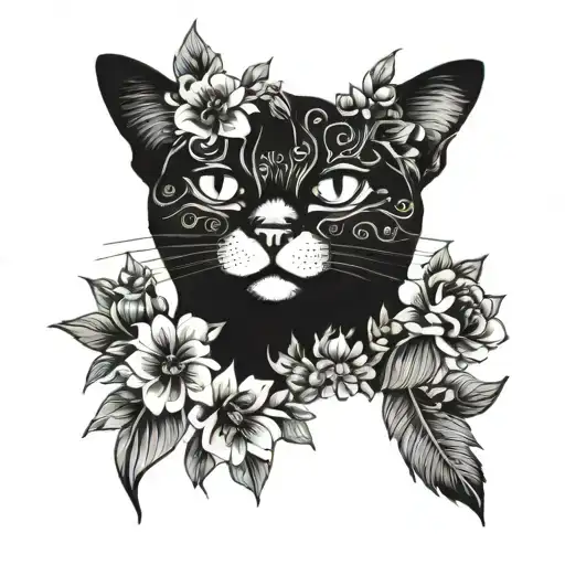 Cat In Flowers