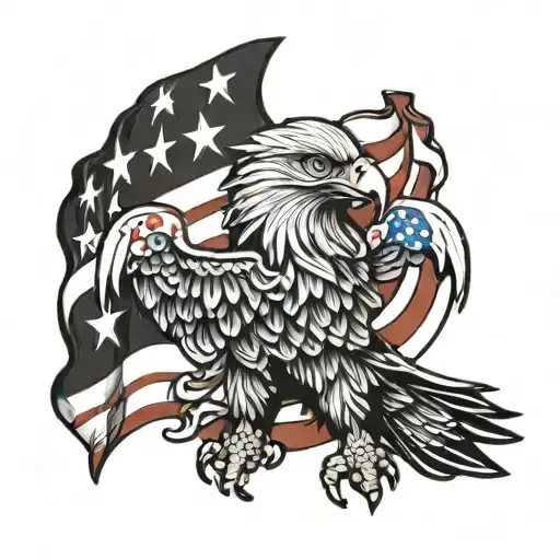Eagle Holding Texas And Turkish Flag Intertwined