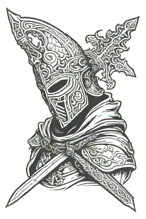 Templar Holding His Sword Infront Of His Face