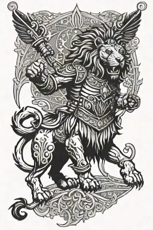 Lion Turkish Flag Warrior Holding