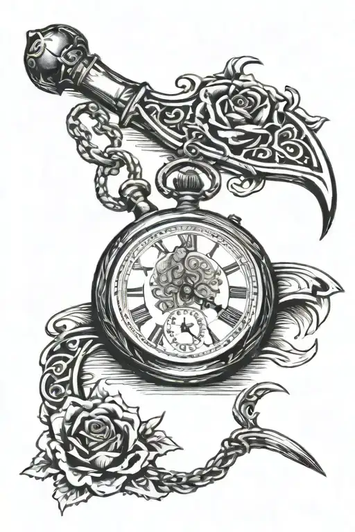 Pocket Watch With Dagger Going Through It