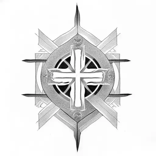 Christian Cross With A Stairway In The Middle Of The Cross