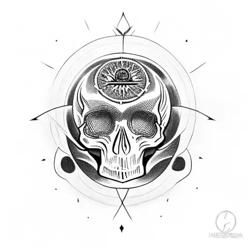 Skull With Third Eye Inside Black Sun
