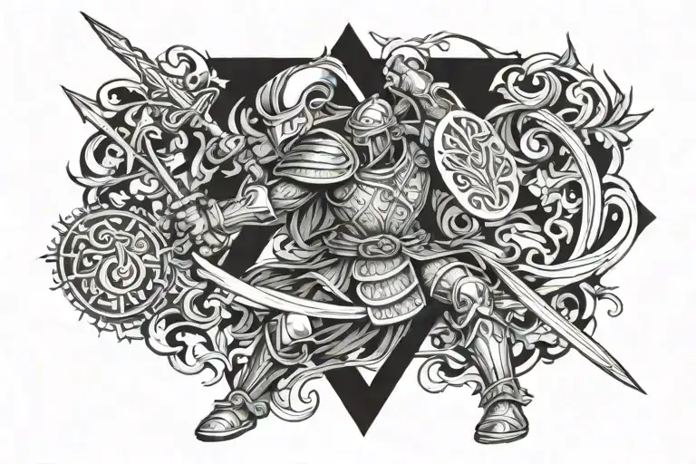 Warrior Battling Design With The Letter W