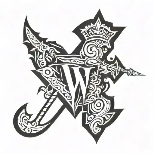 Warrior Design With The Letter W Engraved