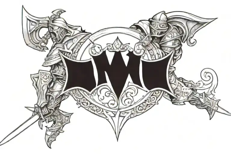 Warrior Knight Design With The Letter W Engraved