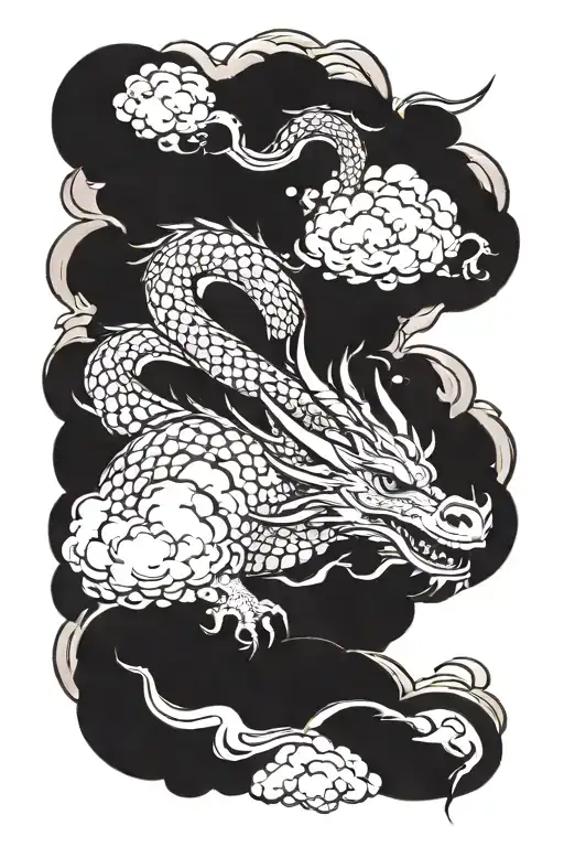 Dragon Wrapped In Clouds