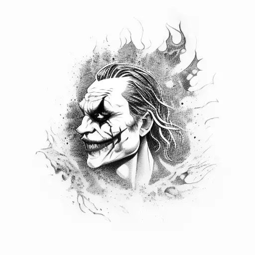 A Hauntingly Beautiful Portrait Of The Joker Surrounded By Swirling Water