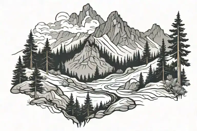 Mountain Hiking Trail Winding Through A Forest