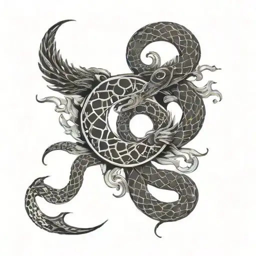 Moon And Ouroboros Snake