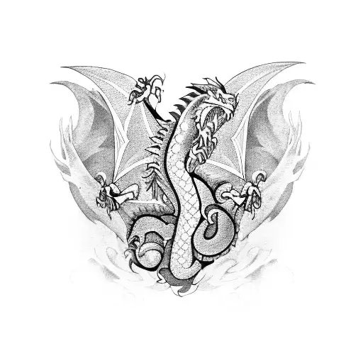 A Dragon And An Eagle On A Circle