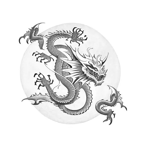 Dragon Body Curling Along An Arc