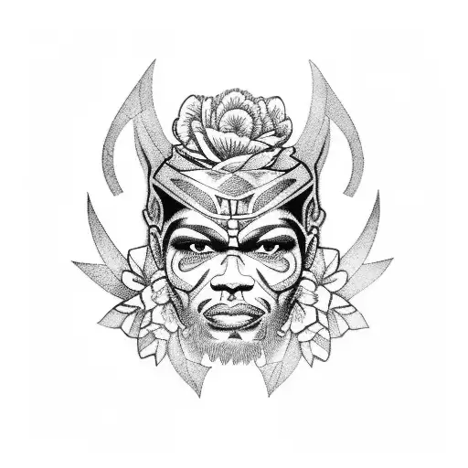 A Taino Warrior Holding A Bouquet Of Vibrant Flowers