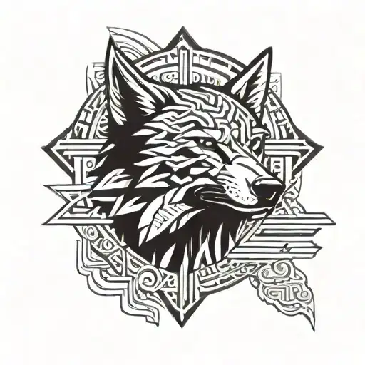 Lone Wolf Samoan Style Sleeve Geometric Design Incorporating