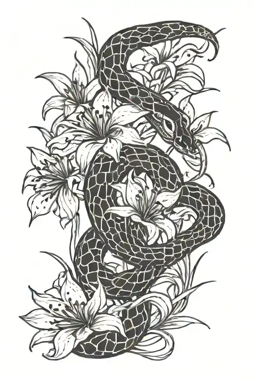 Snake And Red Spider Lily Flower