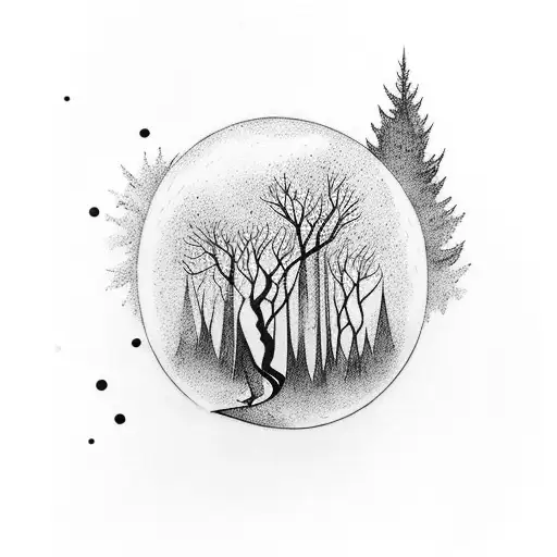 A Mystical Moonlit Forest With A Humble Figure Wandering Through