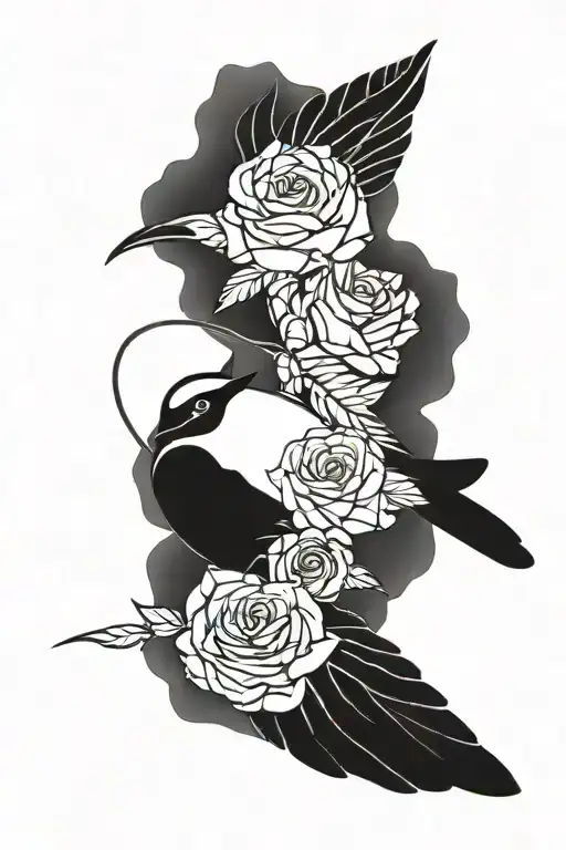 Fendi Logo With Silhouette Bird And Rose Sleeve