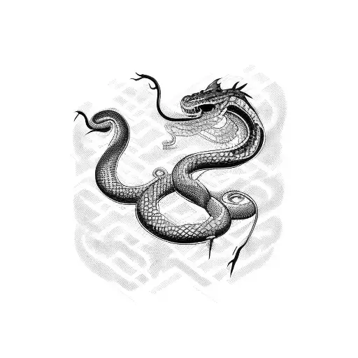 A Music Sheet With Intertwined Snakes And Dragons