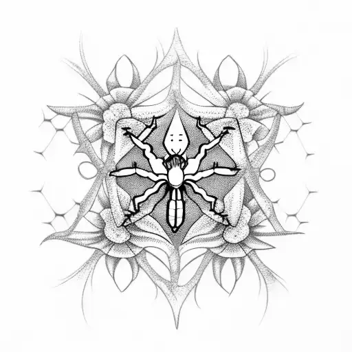 Flowers With Spider Webs And Spider