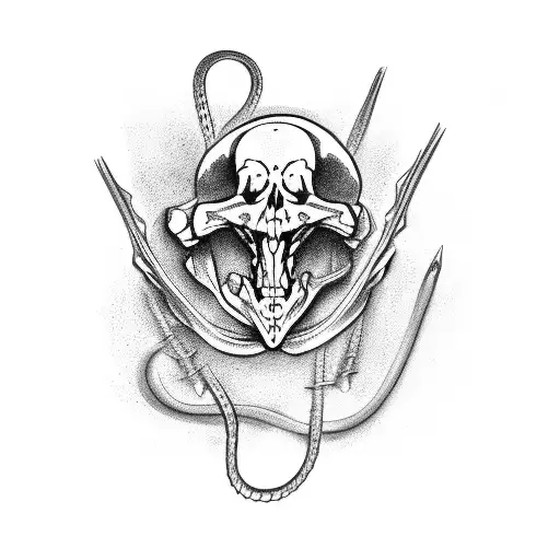 Medieval Sketch Snake Skeleton