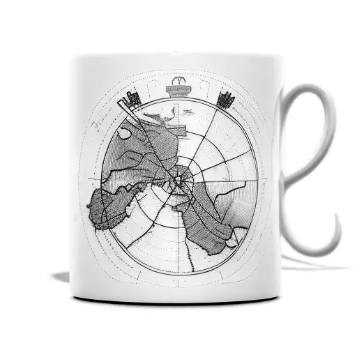 A Coffee Mug With A Trail Map Wrapped Around It