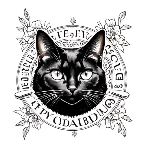 Black Cat With Blessed Letters