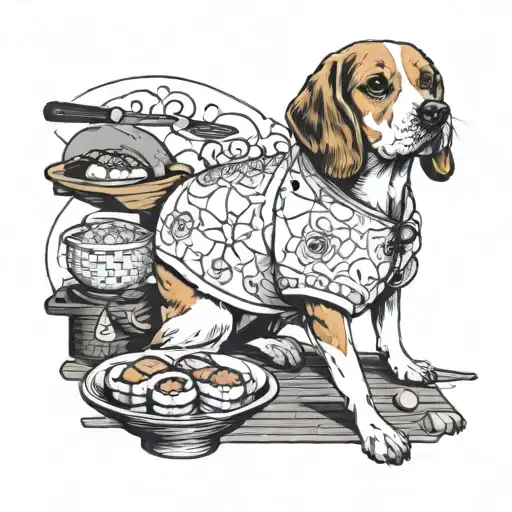 Create A Beagle In A Sushi Chef Outfit