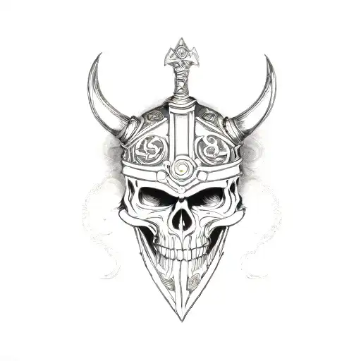 Viking Helmet Rune Skull