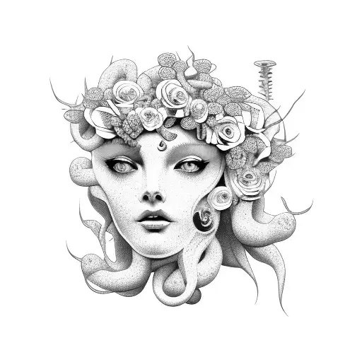 Medusa No Face With Flowers