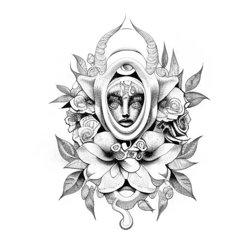 Medusa Black Tears And Flowers