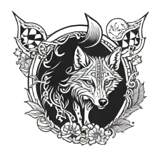 Micro Wolf With Moon