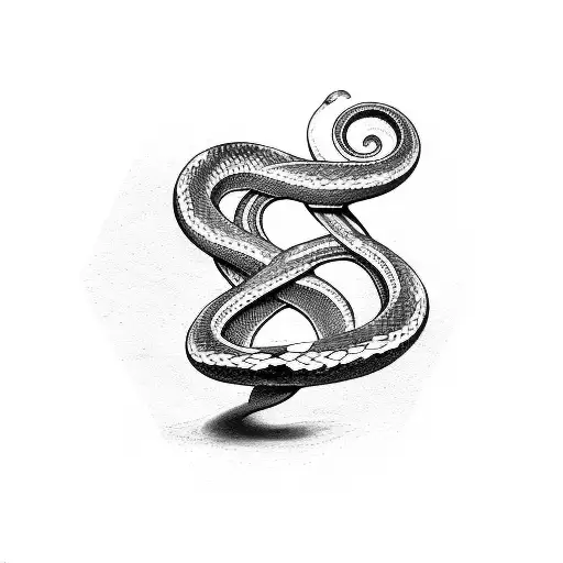 A Snake Forming The Shape Of The Infinity Symbol With The Text 'Veritas Mortem Vincit'