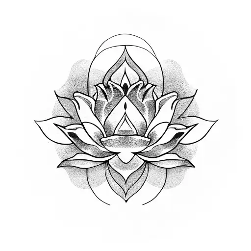 Lotus Flower Overlaying An Enso Circle