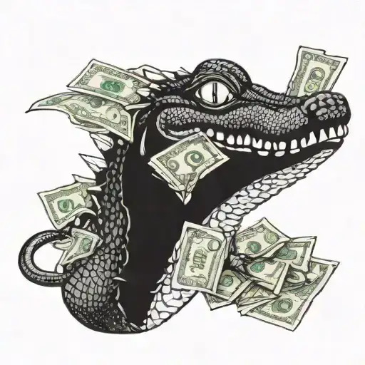 Girl Alligator Holding Money