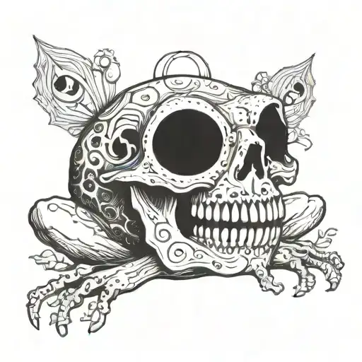Skull With A Frog Sitting