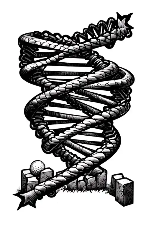 Dna Double Helix With Golf Course And Tee Blocks