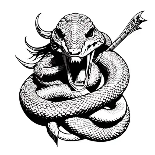 Warrior Killing A Snake