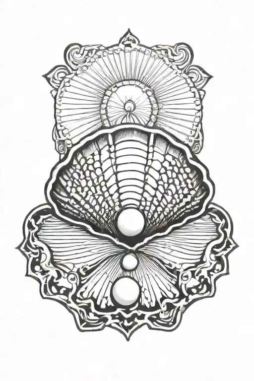 Half Open Clam Shell With A Pearl Inside Surrounded