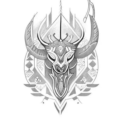 Design A Blackwork Tattoo Of A Hunter With African Tribal Patterns