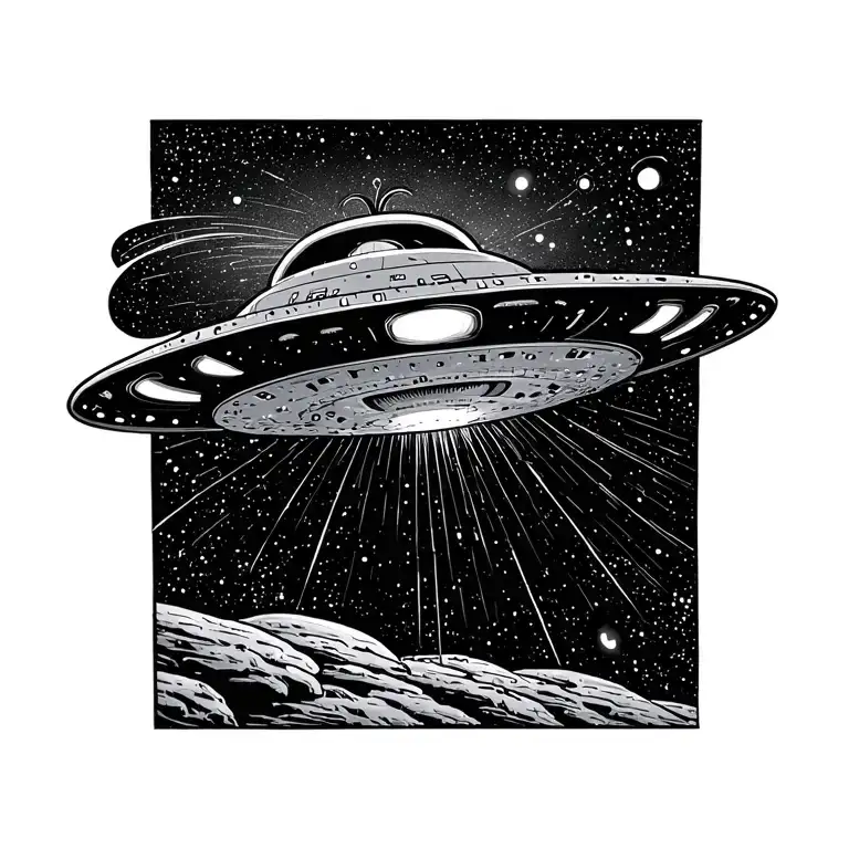 Ufo Flying By Black Hole