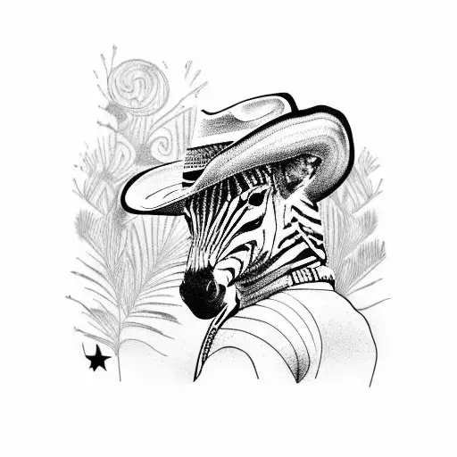 Zebra With A Cowboy Boots And Cowboy Hat