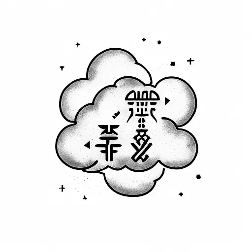 A Minimalist Tattoo Of Nsibidi Symbols Forming A Cloud Shape
