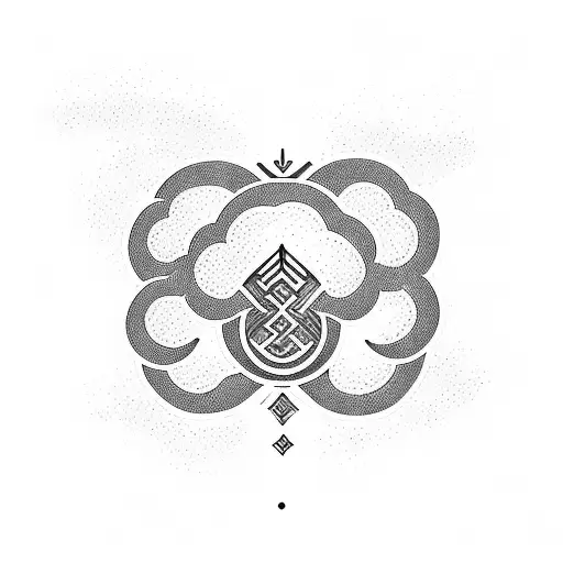 A Minimalist Tattoo Of A Cloud With Nsibidi Symbols Representing Speed