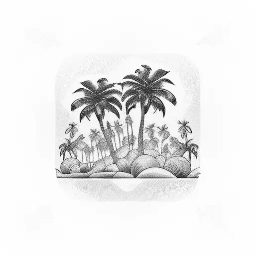 Palm Tree And Pool In Square Frame