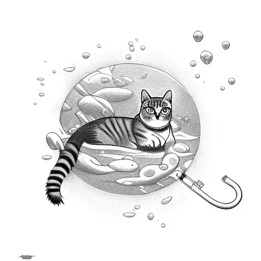 A Cat With Oxygentank Under Water Working For Navy Seals